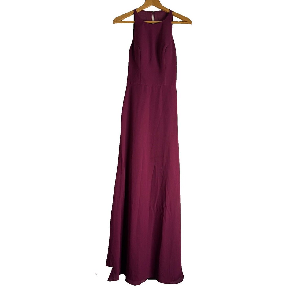 Hayley Paige Occasions Women Cocktail Dress Size 0 Maroon Formal Party Maid READ